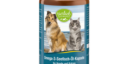 tierlieb Omega-3 jūrinių žuvų taukai šunims ir katėms, 400 kapsulių - pirkti internetu gera kaina