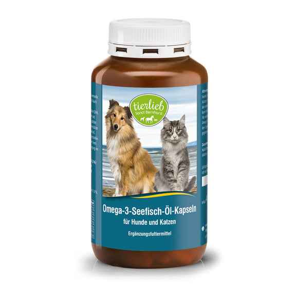 tierlieb Omega-3 jūrinių žuvų taukai šunims ir katėms, 400 kapsulių