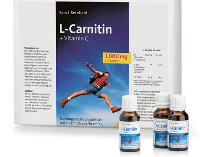 SANCT BERNHARD L-karnitinas 1000 + vit. C, 30 buteliukų po 20 ml