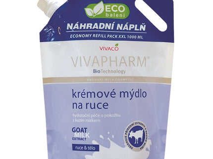 VIVAPHARM rankų muilas su ožkos pienu, ECO PAKUOTĖ, 1 l