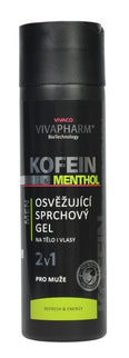 VIVAPHARM kofeino dušo gelis su mentoliu vyrams, „du viename“, 200 ml