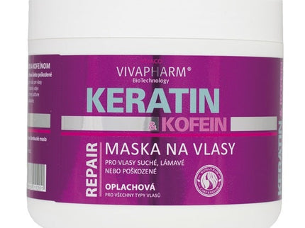 VIVAPHARM keratininė plaukų kaukė su kofeinu, 600 ml