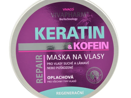 VIVAPHARM keratininė plaukų kaukė su kofeinu, 200 ml