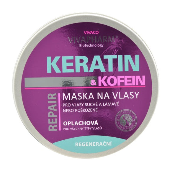 VIVAPHARM keratininė plaukų kaukė su kofeinu, 200 ml