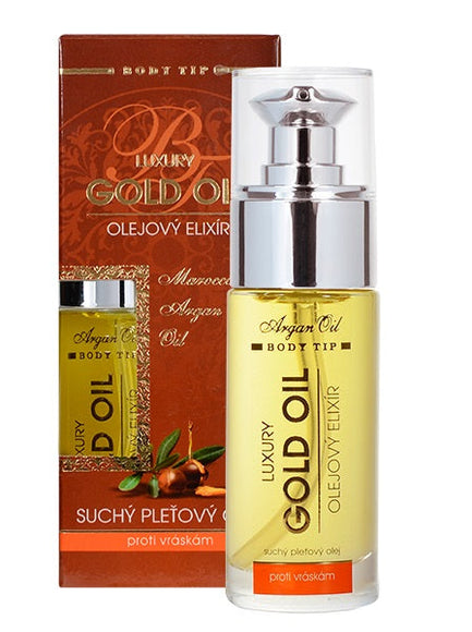 BODY TIP Luxury Gold Oil sausasis veido aliejus su argano aliejumi, 30 ml