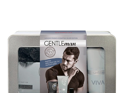 GENTLEMAN stilinga dovanų dėžutė su vyriška kosmetika (SILVER EDITION), 4 vnt.