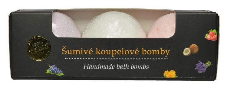 BODY TIP vynuogių, kokosų ir braškių vonios burbulai, 3 x 45 g