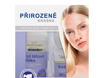 VIVAPHARM kosmetikos su ožkos pienu dovanų dėžutė Nr. 7, 3 vnt.