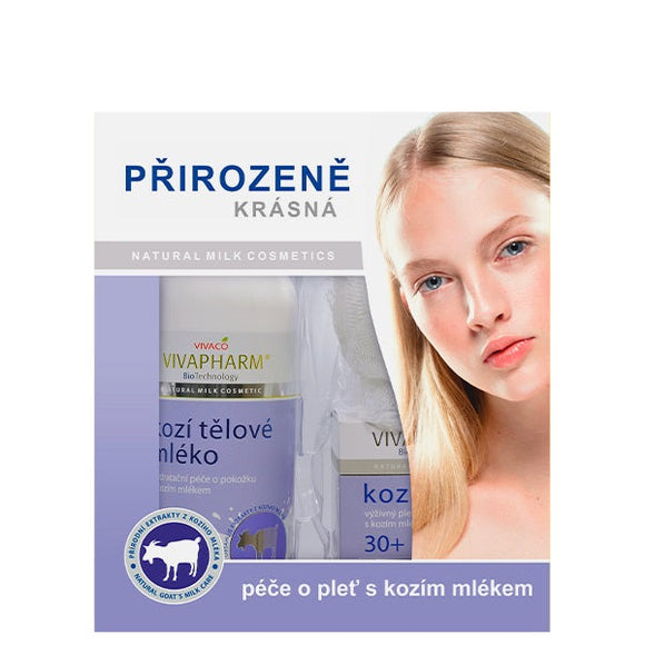 VIVAPHARM kosmetikos su ožkos pienu dovanų dėžutė Nr. 7, 3 vnt.