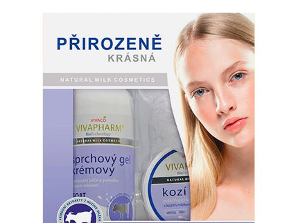 VIVAPHARM kosmetikos su ožkos pienu dovanų dėžutė Nr. 3, 3 vnt.