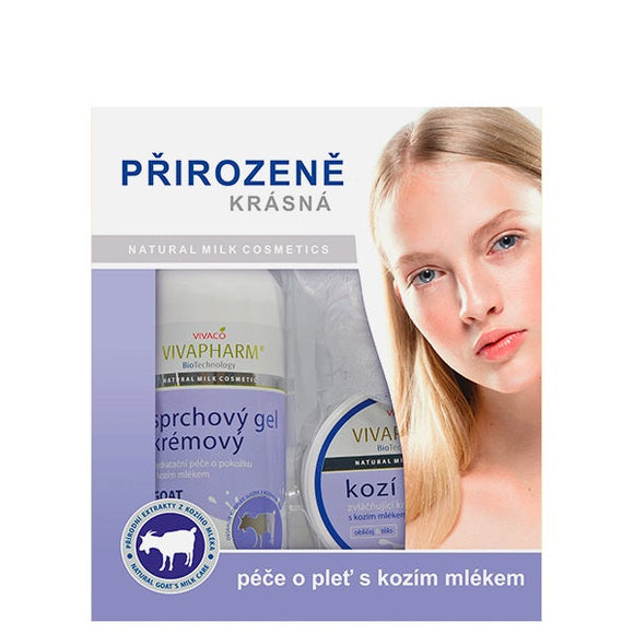 VIVAPHARM kosmetikos su ožkos pienu dovanų dėžutė Nr. 3, 3 vnt.