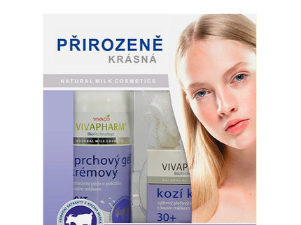 VIVAPHARM kosmetikos su ožkos pienu dovanų dėžutė Nr. 4, 3 vnt.