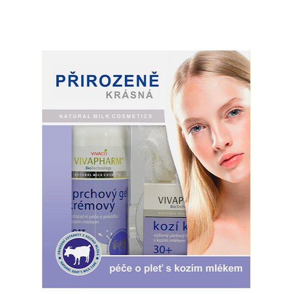 VIVAPHARM kosmetikos su ožkos pienu dovanų dėžutė Nr. 4, 3 vnt.