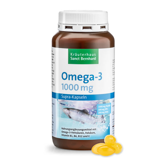 Omega-3 Supra 1000 mg, 120 kapsulių